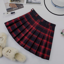 Load image into Gallery viewer, Plus Size Harajuku Short Skirt New Korean Plaid Skirt Women Zipper High Waist School Girl Pleated Plaid Skirt Sexy Mini Skirt