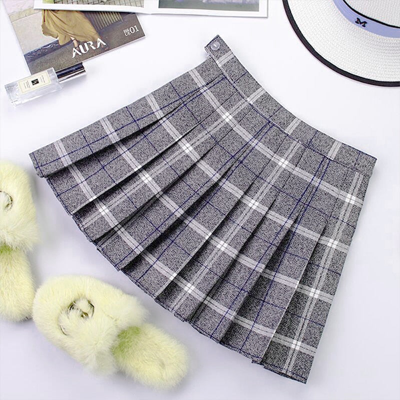 Plus Size Harajuku Short Skirt New Korean Plaid Skirt Women